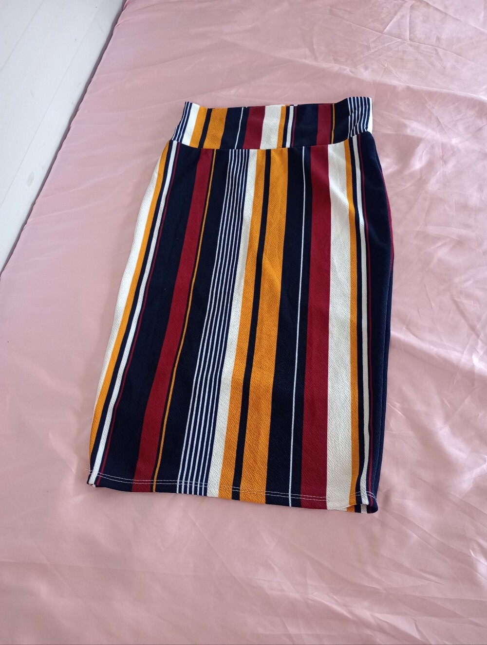 Rainbow Pencil Skirt Womens Medium tripe Stretch Knit Retro Y2K